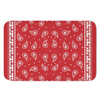 Red And White Paisley Bandana Print Indoor Door Mat