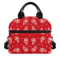 Red And White Paisley Bandana Print Insulated Lunch Bag