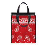 Red And White Paisley Bandana Print Insulated Lunch Tote