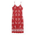 Red And White Paisley Bandana Print Jersey Midi Cami Dress