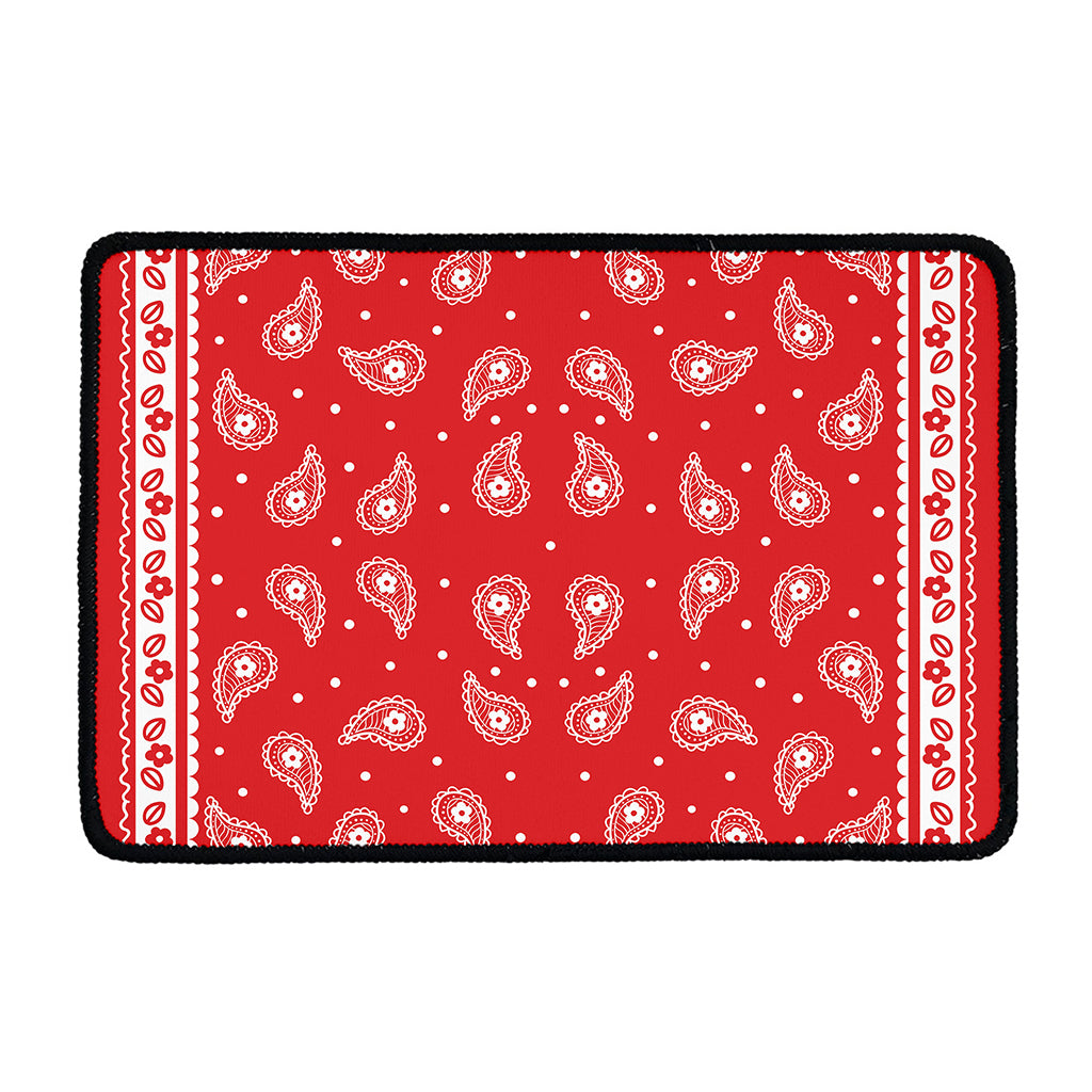 Red And White Paisley Bandana Print Kitchen Mat