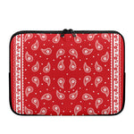 Red And White Paisley Bandana Print Laptop Sleeve