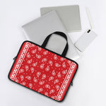 Red And White Paisley Bandana Print Laptop Sleeve With Handle