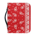 Red And White Paisley Bandana Print Leather Bible Cover
