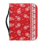 Red And White Paisley Bandana Print Leather Bible Cover