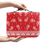 Red And White Paisley Bandana Print Leather Bible Cover