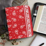 Red And White Paisley Bandana Print Leather Bible Cover