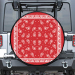 Red And White Paisley Bandana Print Leather Spare Tire Cover