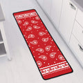 Red And White Paisley Bandana Print Long Kitchen Mat
