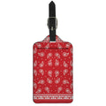 Red And White Paisley Bandana Print Luggage Tag