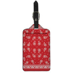Red And White Paisley Bandana Print Luggage Tag