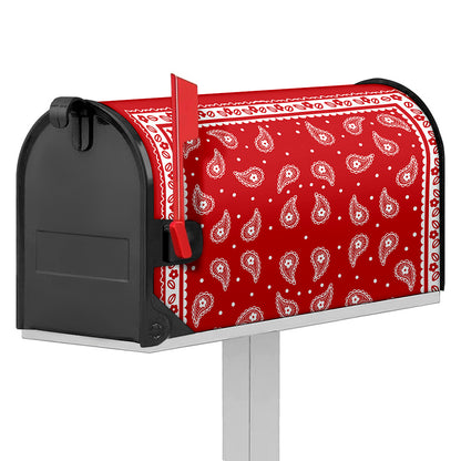 Red And White Paisley Bandana Print Mailbox Cover