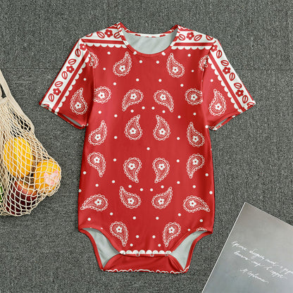 Red And White Paisley Bandana Print Men's Bodysuit