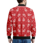 Red And White Paisley Bandana Print Men's Bomber Jacket