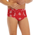 Red And White Paisley Bandana Print Men's Briefs