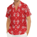 Red And White Paisley Bandana Print Men's Deep V-Neck Shirt