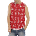 Red And White Paisley Bandana Print Men's Fitness Tank Top