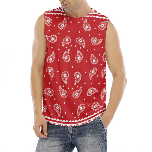 Red And White Paisley Bandana Print Men's Fitness Tank Top