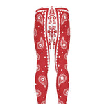Red And White Paisley Bandana Print Men's leggings