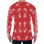 Red And White Paisley Bandana Print Men's Long Sleeve T-Shirt