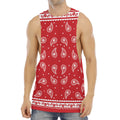 Red And White Paisley Bandana Print Men's Muscle Tank Top