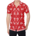 Red And White Paisley Bandana Print Men's Shirt