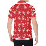 Red And White Paisley Bandana Print Men's Shirt