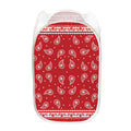 Red And White Paisley Bandana Print Mesh Laundry Hamper