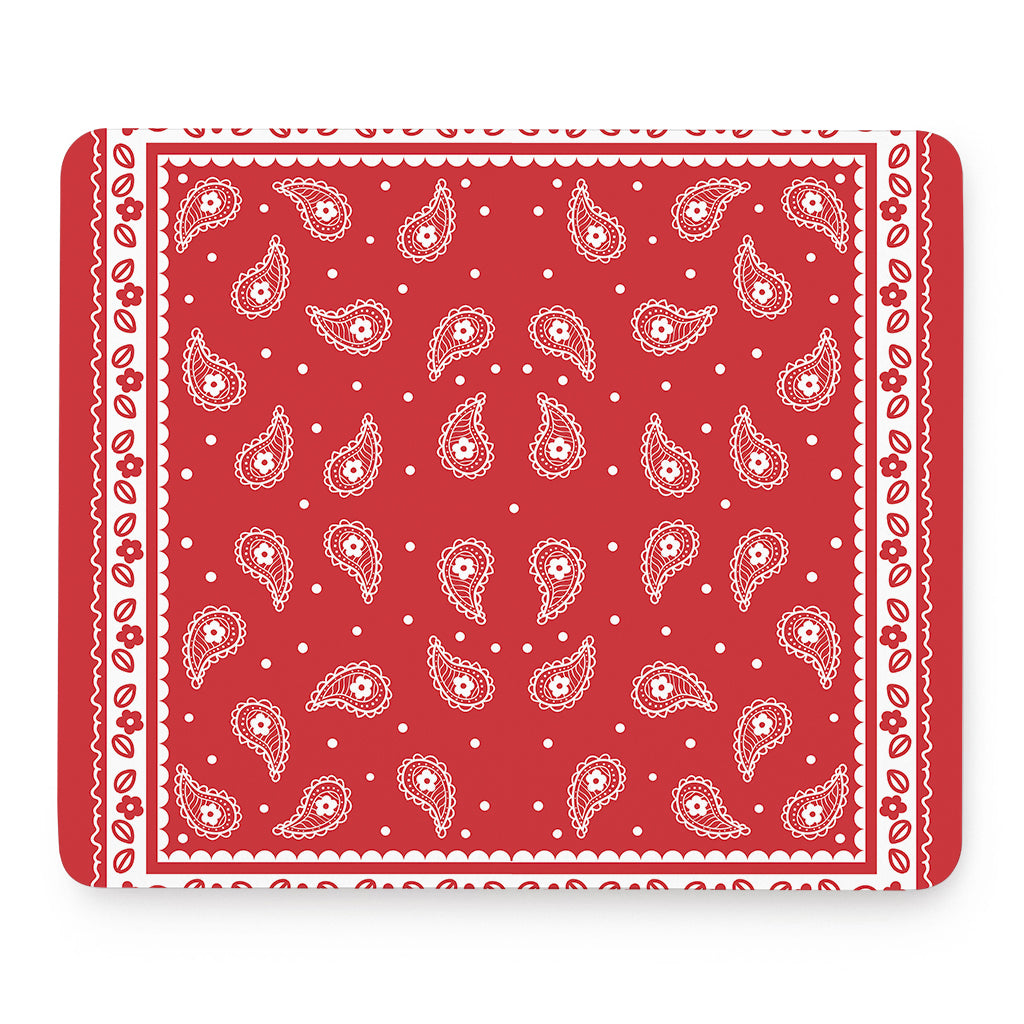 Red And White Paisley Bandana Print Mouse Pad