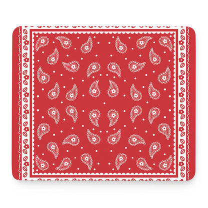 Red And White Paisley Bandana Print Mouse Pad