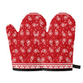 Red And White Paisley Bandana Print Oven Mitts