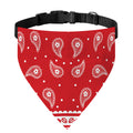 Red And White Paisley Bandana Print Over The Collar Dog Bandana