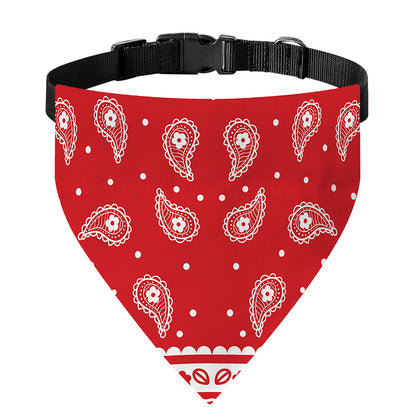 Red And White Paisley Bandana Print Over The Collar Dog Bandana
