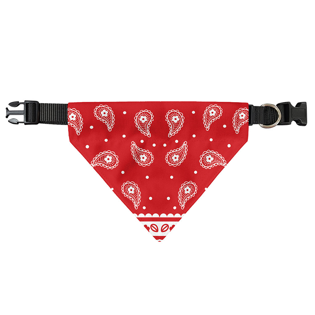 Red And White Paisley Bandana Print Over The Collar Dog Bandana