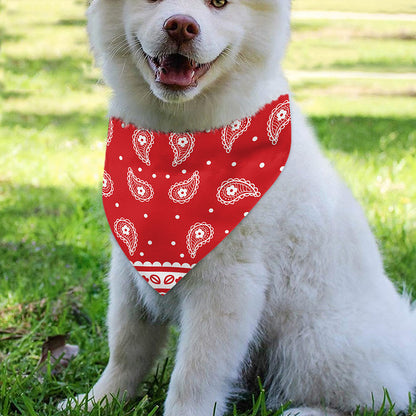 Red And White Paisley Bandana Print Over The Collar Dog Bandana