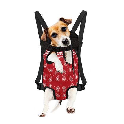 Red And White Paisley Bandana Print Pet Carrier Backpack
