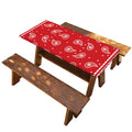 Red And White Paisley Bandana Print Picnic Table Cover