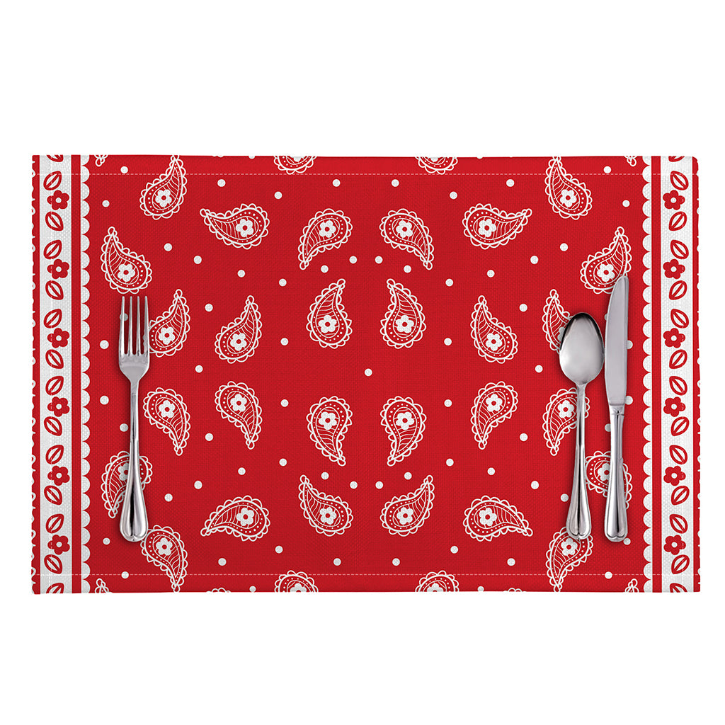 Red And White Paisley Bandana Print Placemat