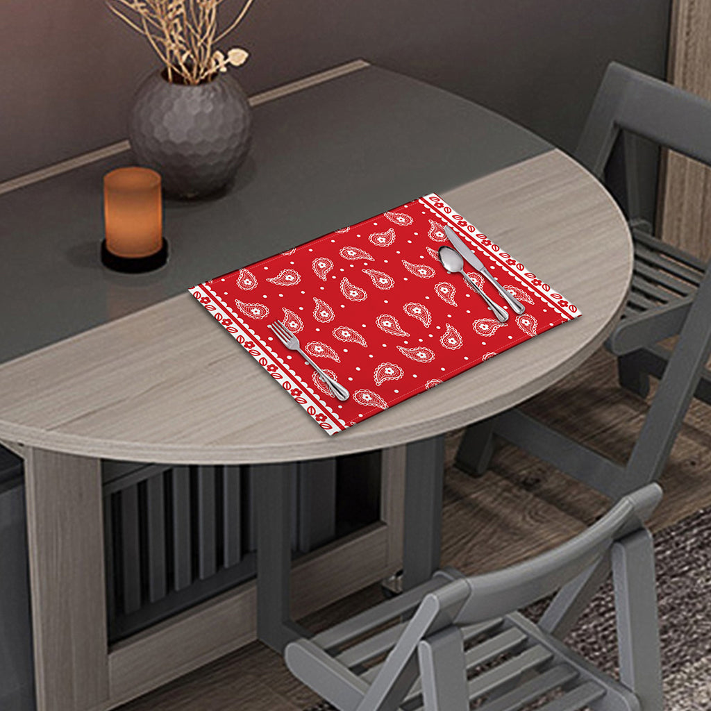 Red And White Paisley Bandana Print Placemat