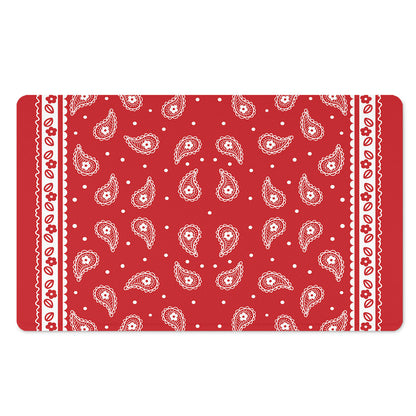 Red And White Paisley Bandana Print Polyester Doormat