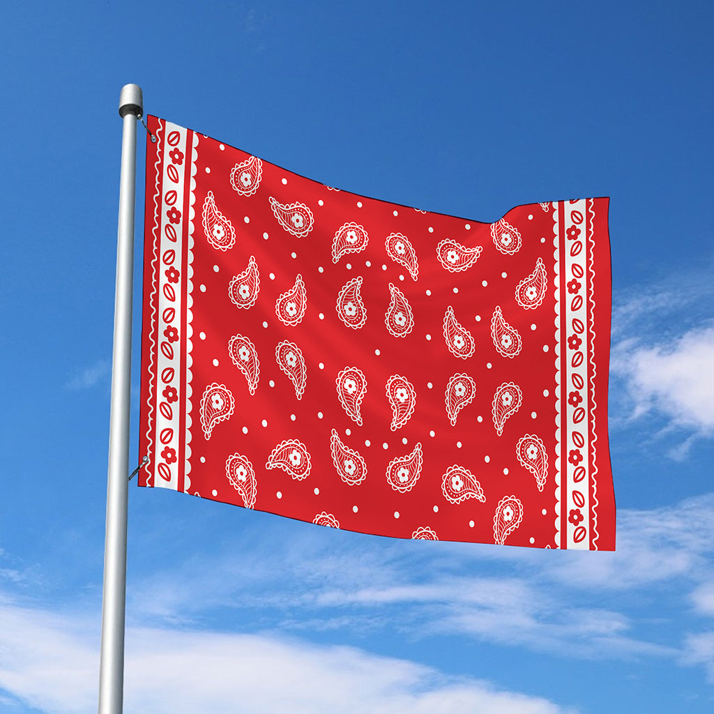 Red And White Paisley Bandana Print Polyester Flag – GearFrost