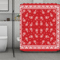 Red And White Paisley Bandana Print Polyester Shower Curtain