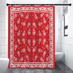 Red And White Paisley Bandana Print Premium Shower Curtain
