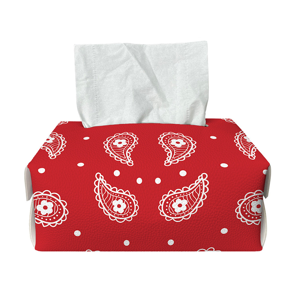 Red And White Paisley Bandana Print Rectangle Tissue Box Cover