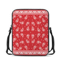 Red And White Paisley Bandana Print Rectangular Crossbody Bag