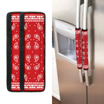 Red And White Paisley Bandana Print Refrigerator Handle Covers
