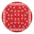 Red And White Paisley Bandana Print Round Blanket