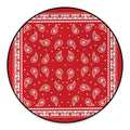 Red And White Paisley Bandana Print Round Floor Mat