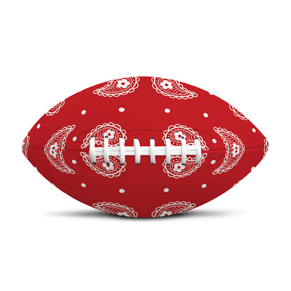 Red And White Paisley Bandana Print Rugby Ball