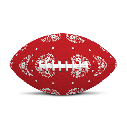 Red And White Paisley Bandana Print Rugby Ball